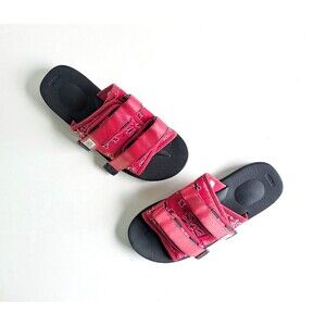 SUICOKE Men's Moto-Cab Sandals Red Bandana Sz 11 44 Comfort Outdoors Slip On